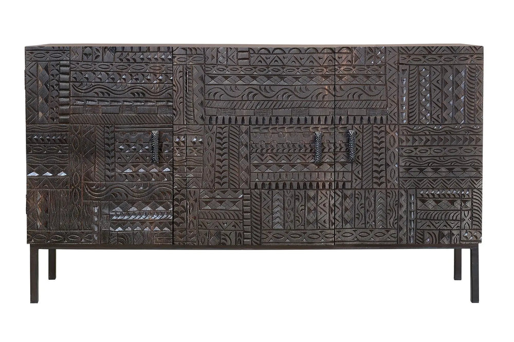 Giner and Colomer - Hand-Carved Hieroglyphic Mango Wood Sideboard (150 cm)