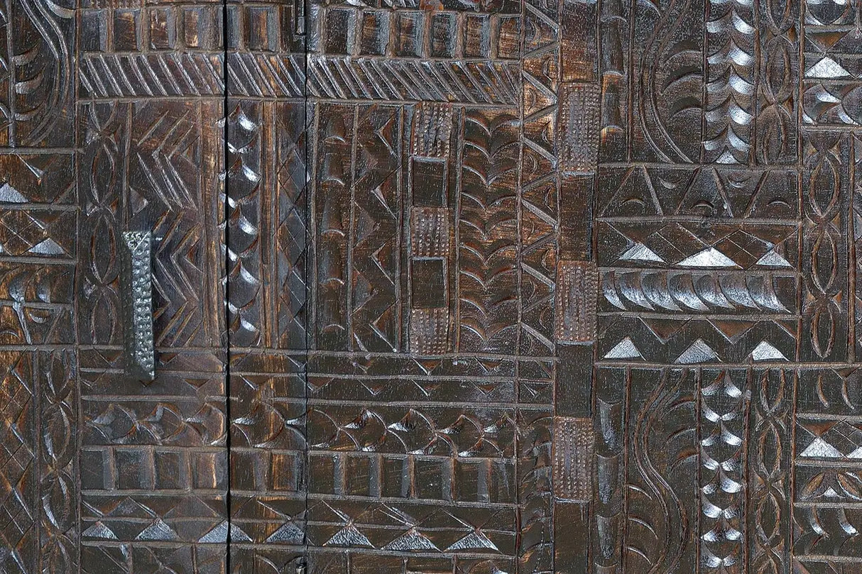 Giner and Colomer - Hand-Carved Hieroglyphic Mango Wood Sideboard (150 cm)