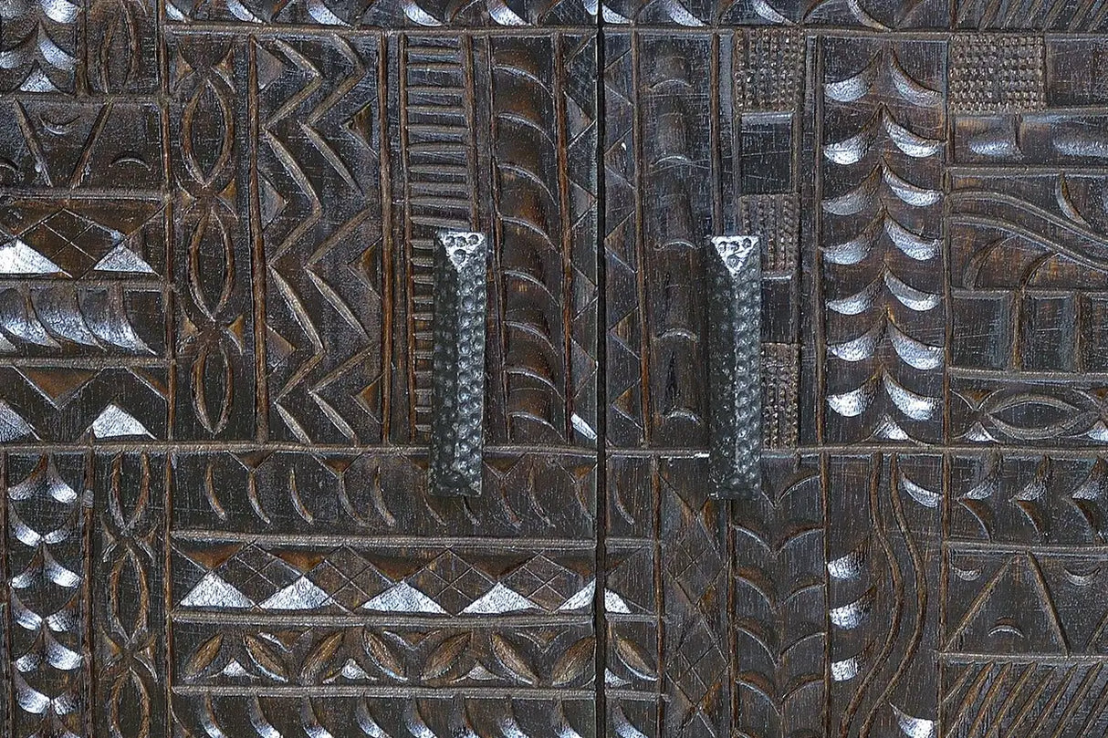 Giner and Colomer - Hieroglyphic Mango Wood TV Stand (3 Drawers)