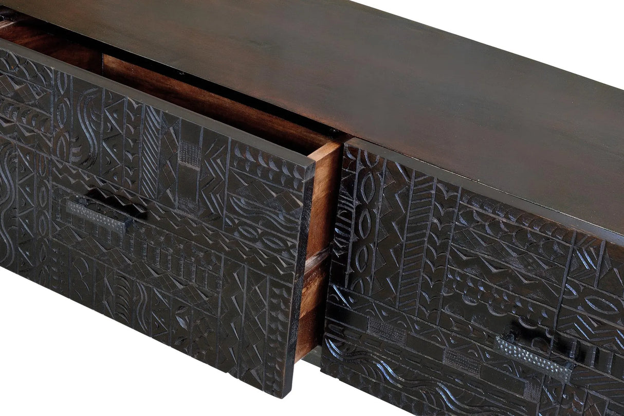 Giner and Colomer - Hieroglyphic Mango Wood TV Stand (3 Drawers)