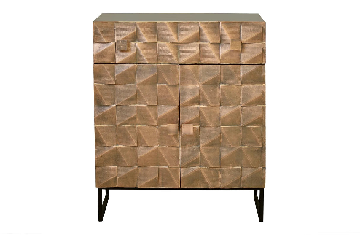 Giner and Colomer - Mango Wood Sideboard (1 Drawer, 2 Doors) Bronze Details