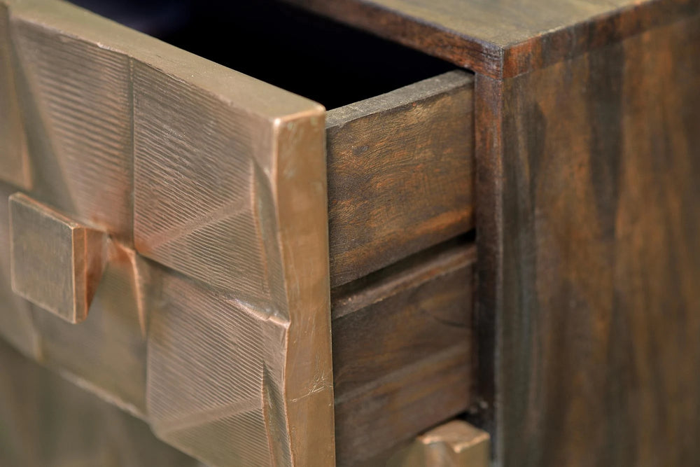 Giner and Colomer - Mango Wood Sideboard (1 Drawer, 2 Doors) Bronze Details