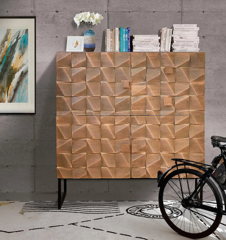 Giner and Colomer - Mango Wood Sideboard (2 Drawers, 3 Doors) Bronze Details