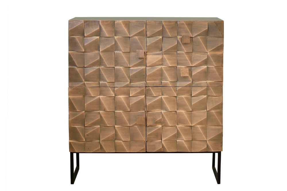 Giner and Colomer - Mango Wood Sideboard (2 Drawers, 3 Doors) Bronze Details