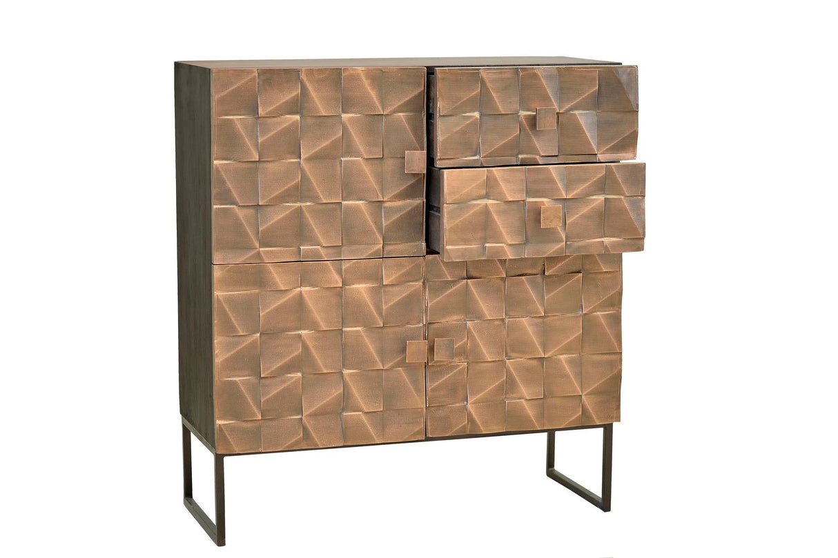 Giner and Colomer - Mango Wood Sideboard (2 Drawers, 3 Doors) Bronze Details