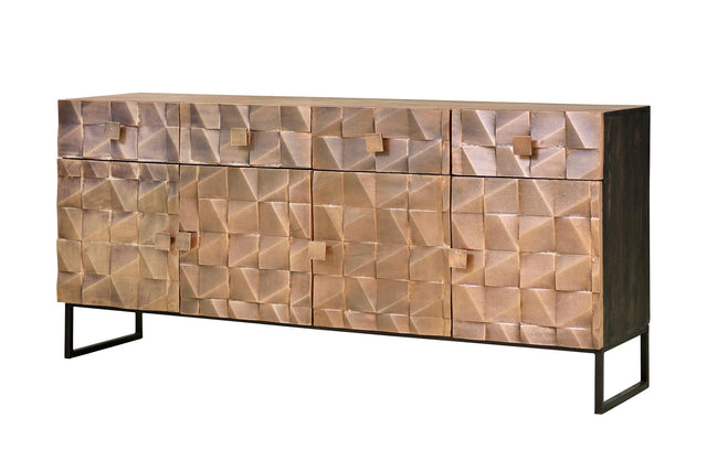 Giner and Colomer - Mango Wood Sideboard (4 Doors, 4 Drawers) With Bronze & Iron Base