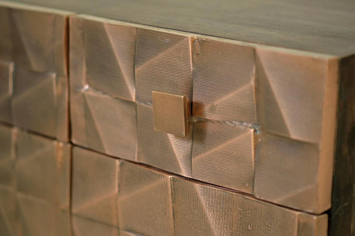 Giner and Colomer - Mango Wood Sideboard (4 Doors, 4 Drawers) With Bronze & Iron Base