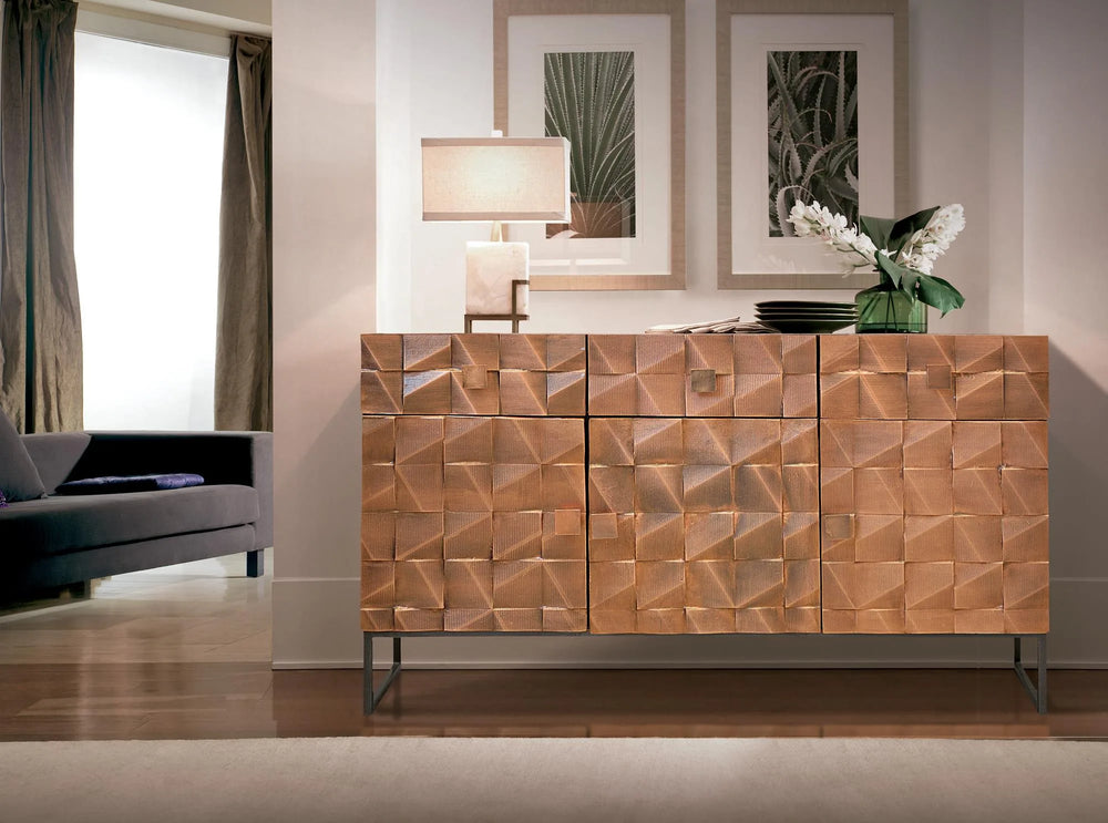 Giner and Colomer - Mango Wood Sideboard (3 Doors, 3 Drawers) Bronze & Iron Base