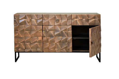 Giner and Colomer - Mango Wood Sideboard (3 Doors, 3 Drawers) Bronze & Iron Base