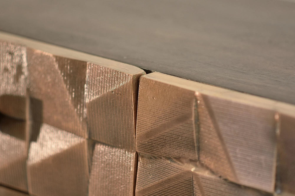 Giner and Colomer - Mango Wood Sideboard (3 Doors, 3 Drawers) Bronze & Iron Base