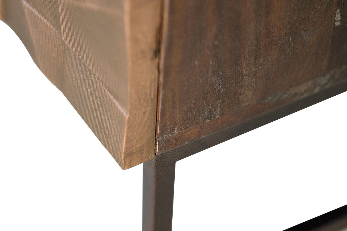 Giner and Colomer - 2-Door Mango Wood TV Furniture With Bronze & Iron Base