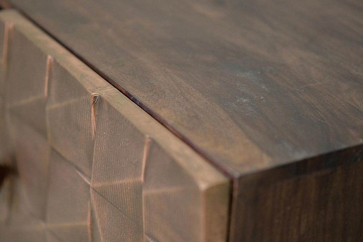 Giner and Colomer - 2-Door Mango Wood TV Furniture With Bronze & Iron Base