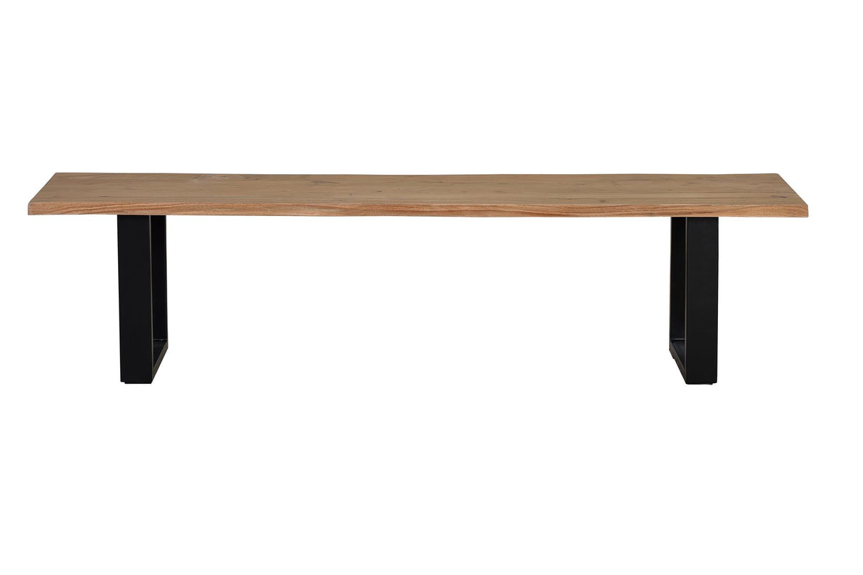 Giner and Colomer - Acacia Wood Bench With Black Iron Legs (180 cm)