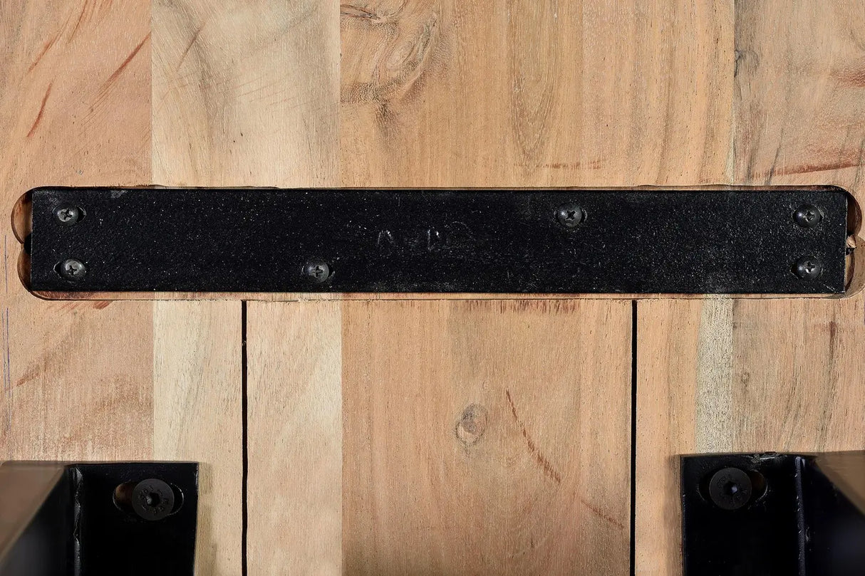 Giner and Colomer - Acacia Wood Bench With Black Iron Legs (180 cm)