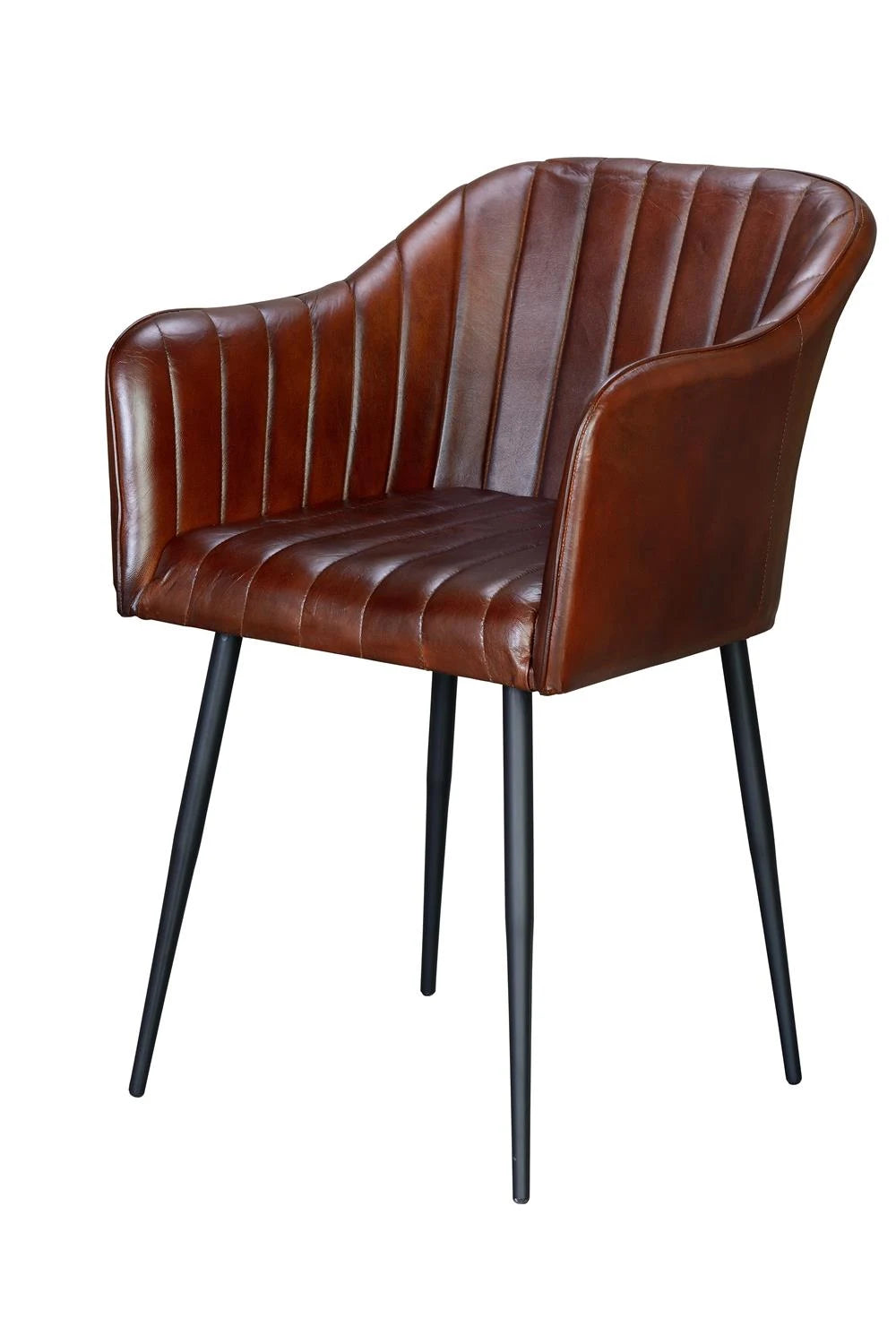 Giner and Colomer - Leather Chair With Iron Legs (Seat Height: 51 cm)