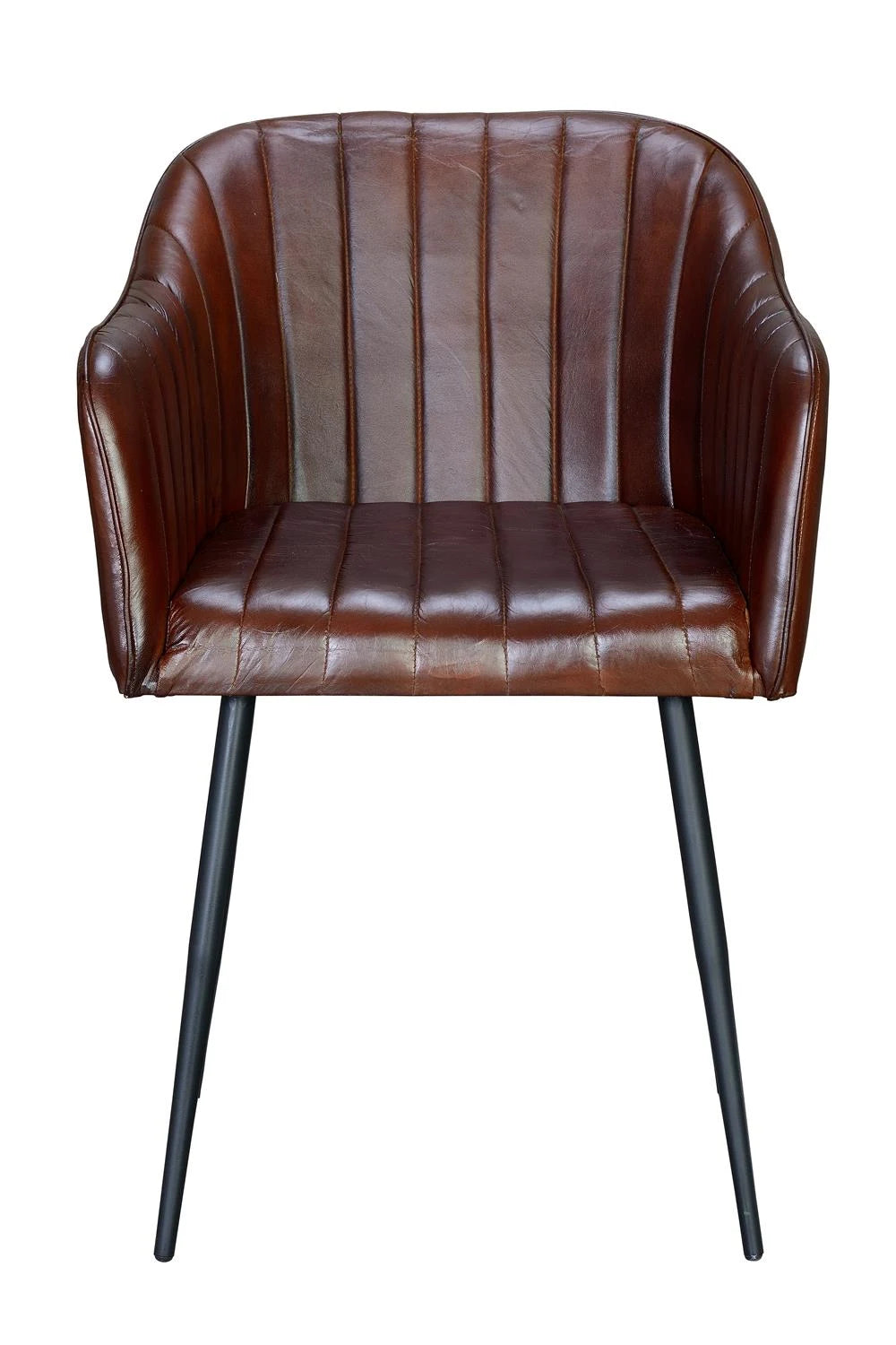 Giner and Colomer - Leather Chair With Iron Legs (Seat Height: 51 cm)