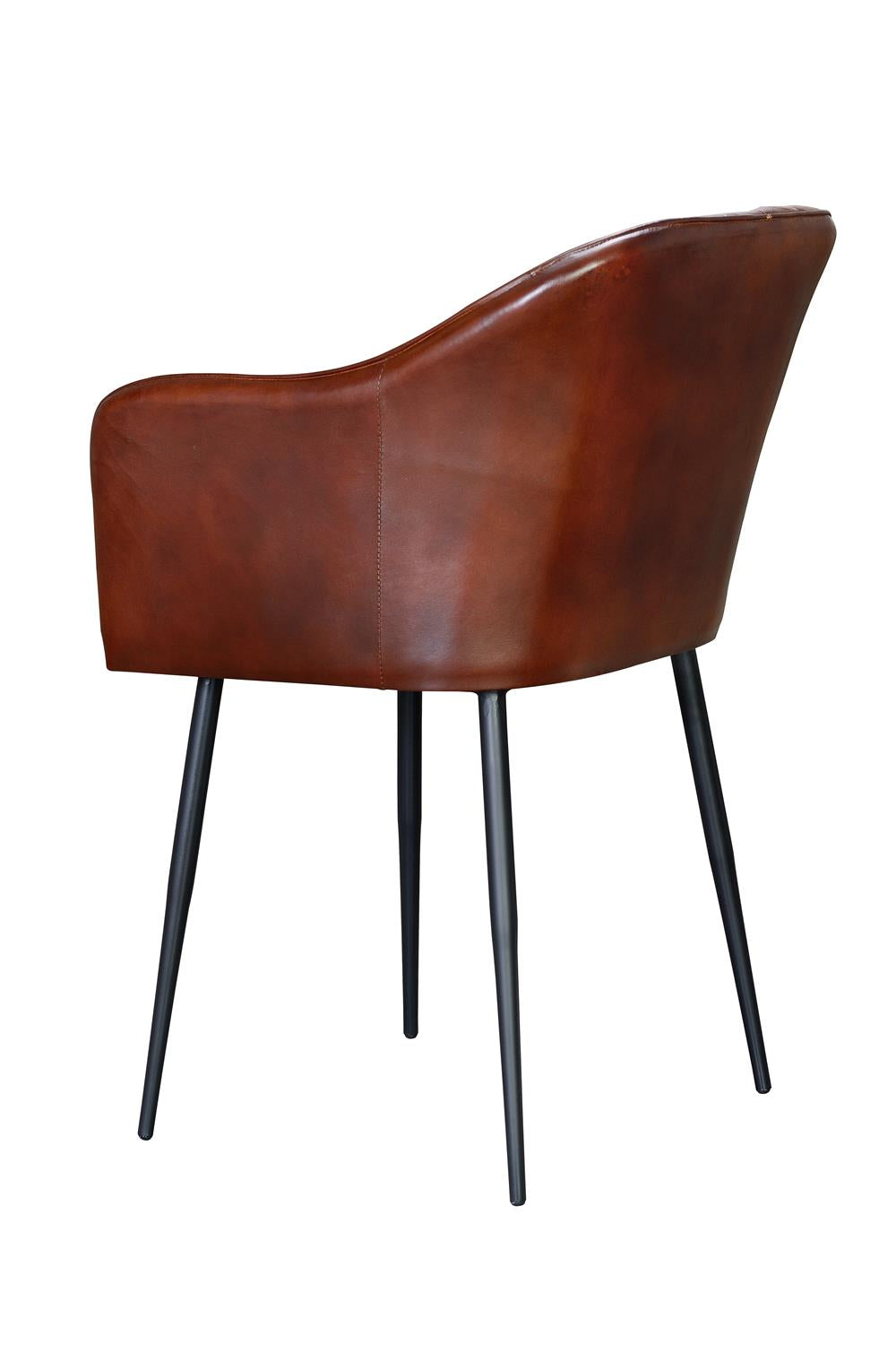 Giner and Colomer - Leather Chair With Iron Legs (Seat Height: 51 cm)