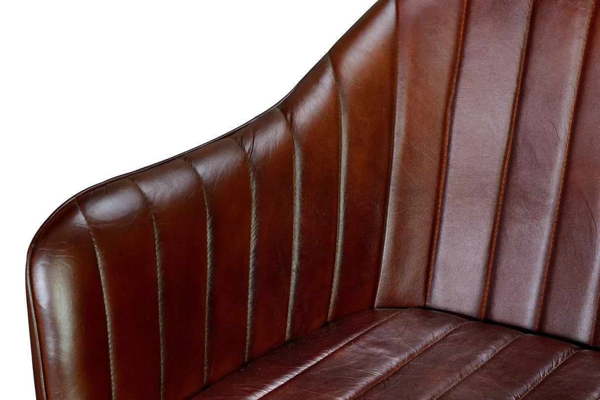 Giner and Colomer - Leather Chair With Iron Legs (Seat Height: 51 cm)