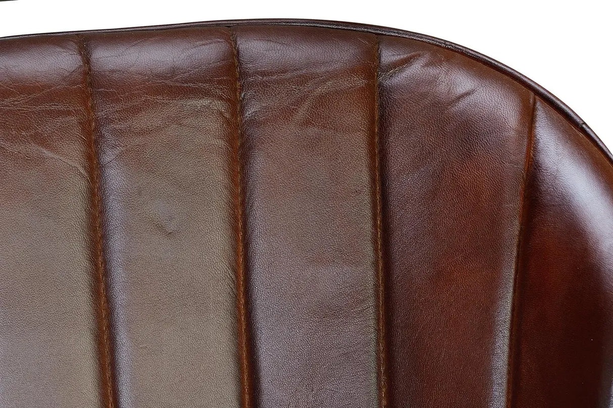 Giner and Colomer - Leather Chair With Iron Legs (Seat Height: 51 cm)