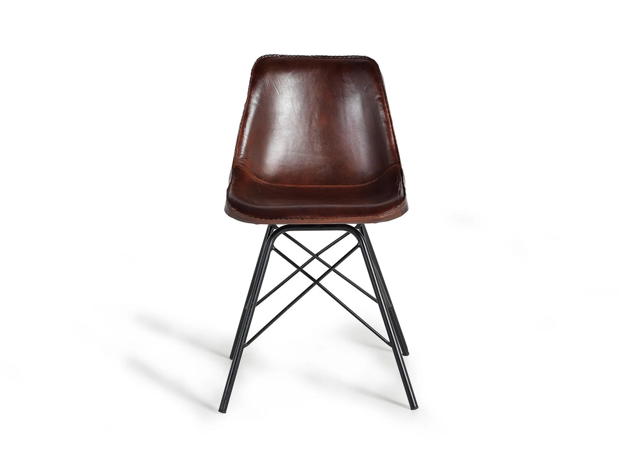 Giner and Colomer - Leather & Metal Chair (W45 x D54 x H83) + Recycled Wood Bookcase Correction