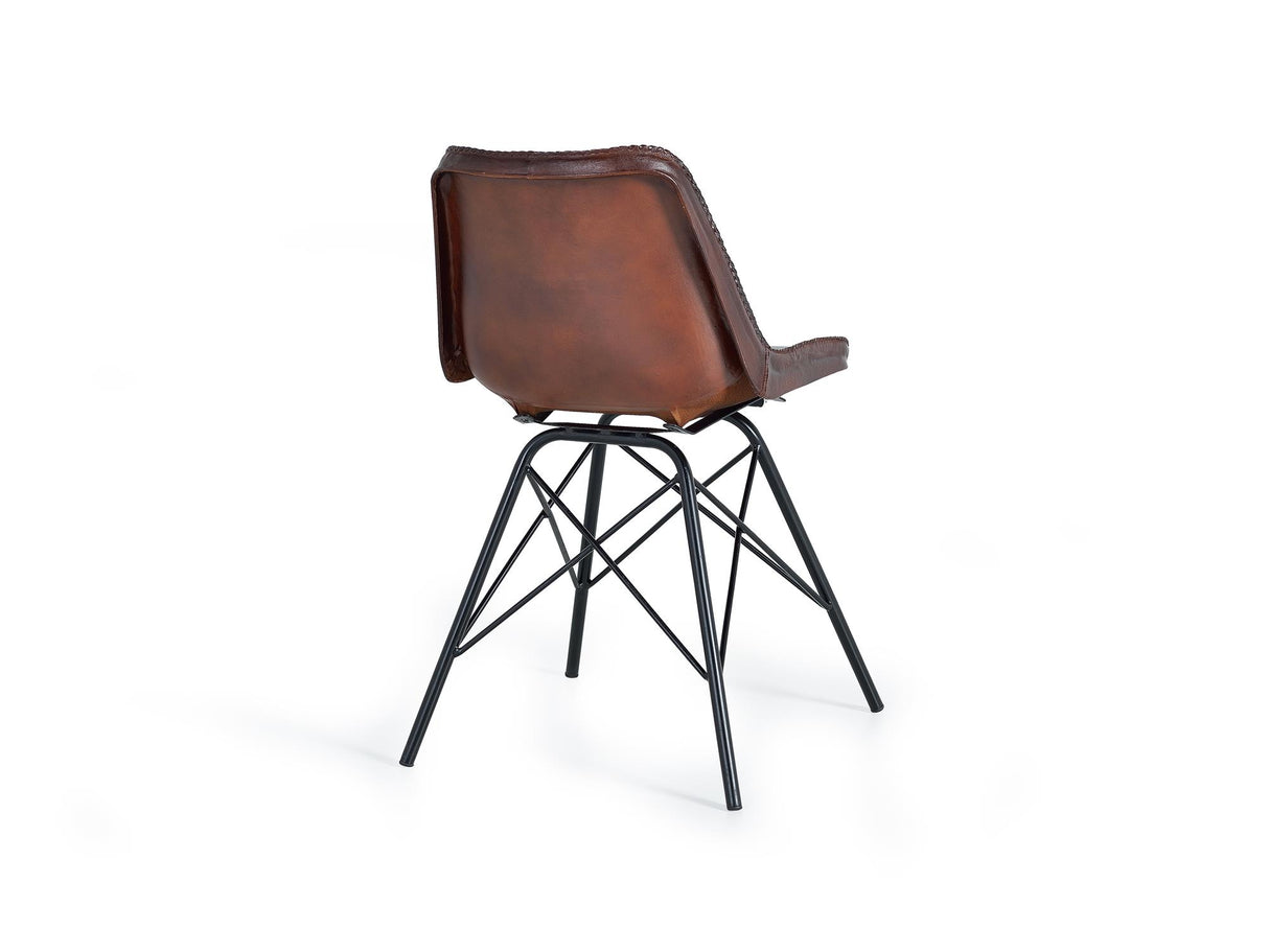 Giner and Colomer - Leather & Metal Chair (W45 x D54 x H83) + Recycled Wood Bookcase Correction