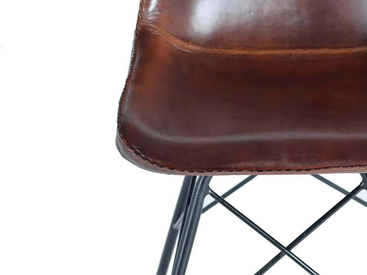 Giner and Colomer - Leather & Metal Chair (W45 x D54 x H83) + Recycled Wood Bookcase Correction