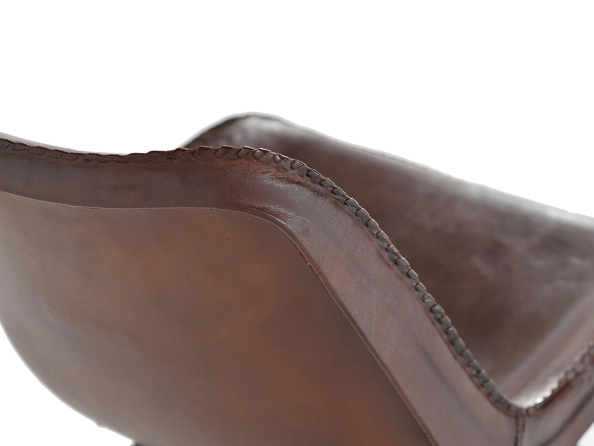 Giner and Colomer - Leather & Metal Chair (W45 x D54 x H83) + Recycled Wood Bookcase Correction