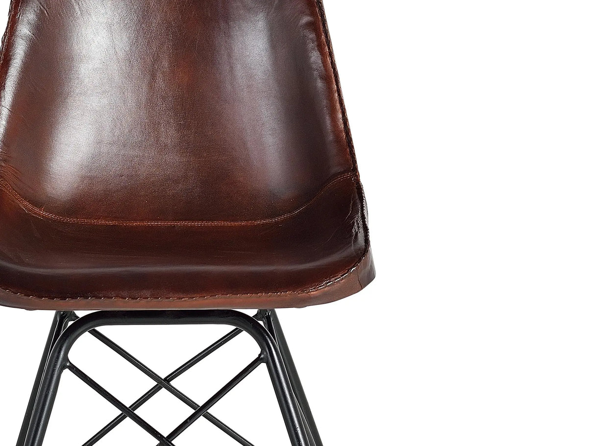 Giner and Colomer - Leather & Metal Chair (W45 x D54 x H83) + Recycled Wood Bookcase Correction