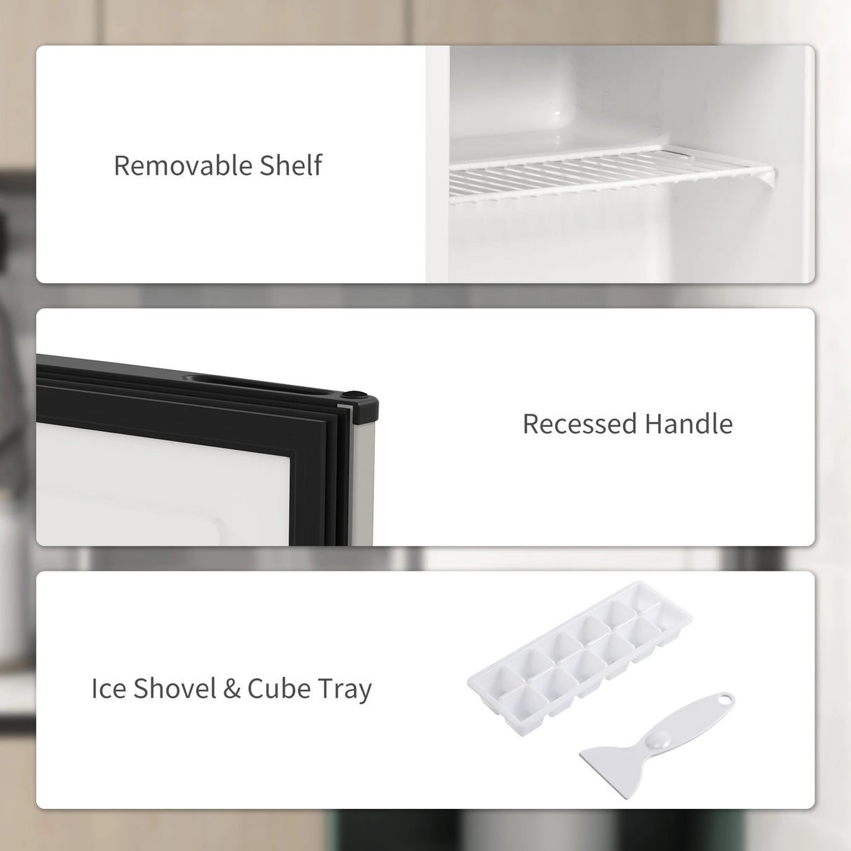 HOMCOM 35L Mini Freezer, -24 to -14 Temperature - Silver Tone