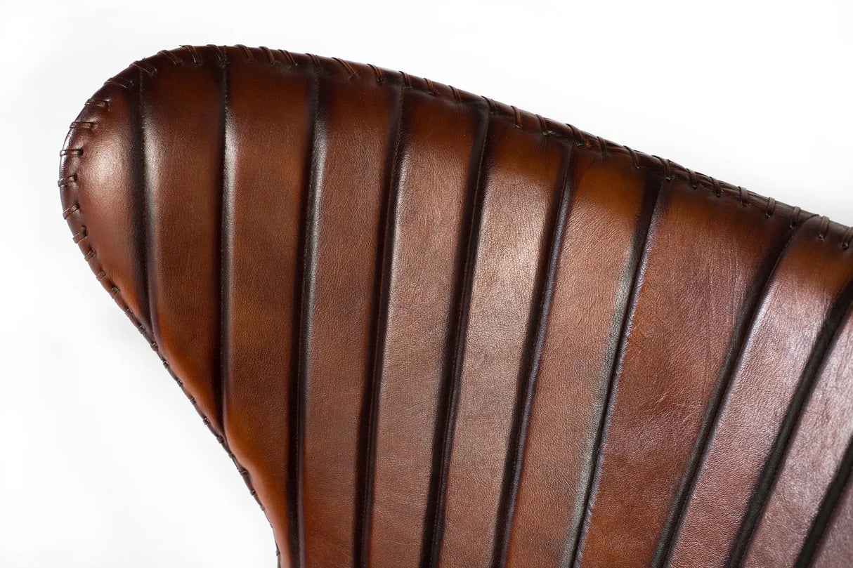 Giner and Colomer - Brown Leather Armchair (Metal Frame, Seat Height: 44 cm)