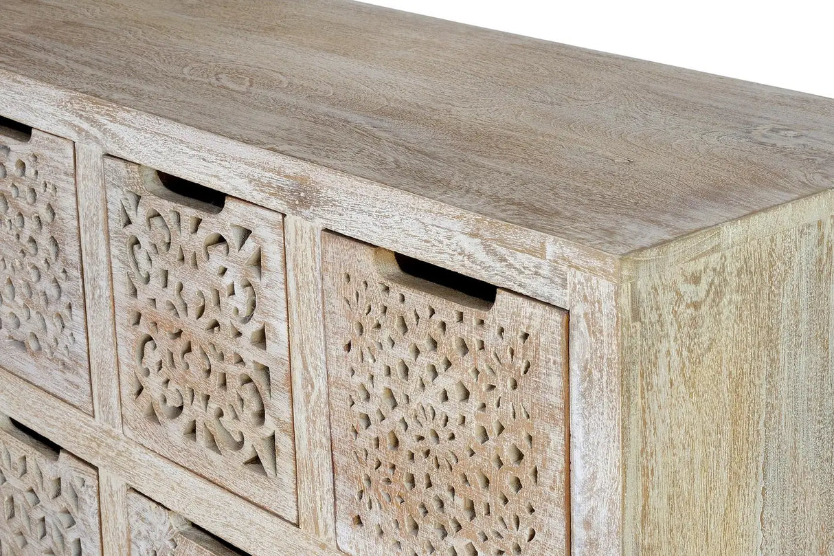 Giner and Colomer - Mango Wood Drawer Chest With Varied Front Designs & Iron Legs