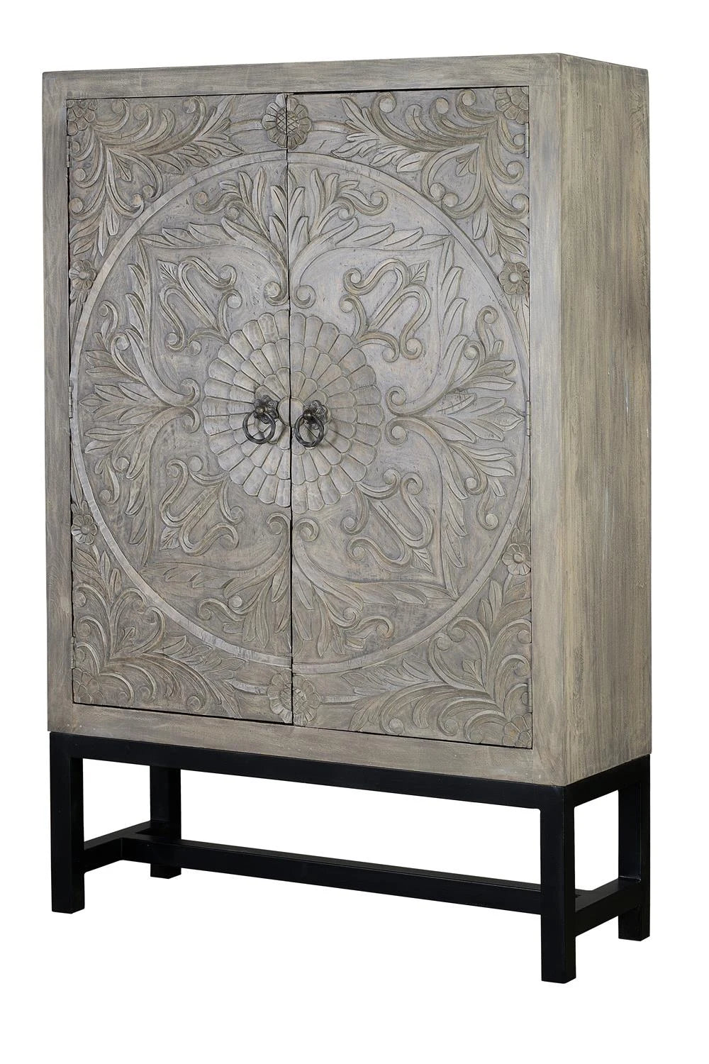 Giner and Colomer - 2-Door Mango Wood Cabinet With Iron Base (Shelves at 40 cm)