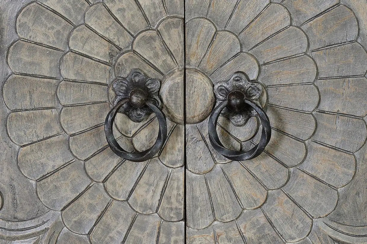 Giner and Colomer - 2-Door Mango Wood Cabinet With Iron Base (Shelves at 40 cm)