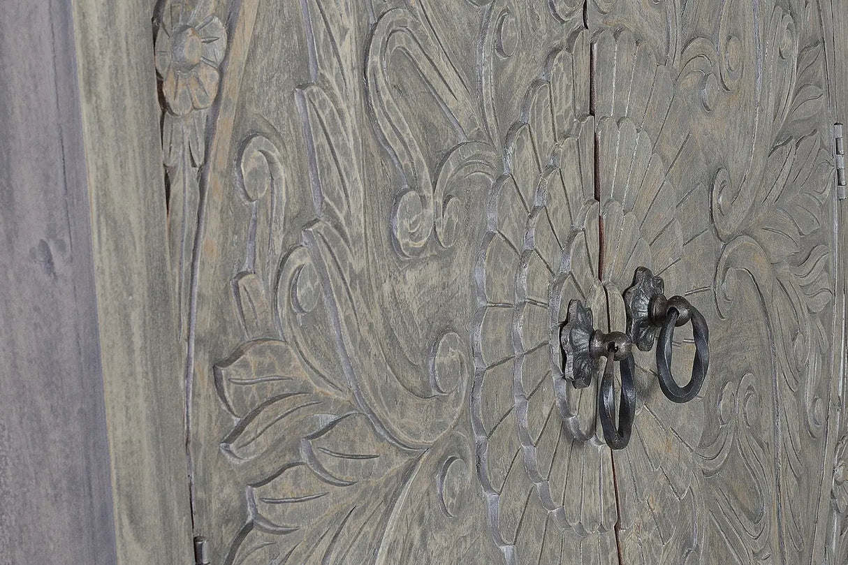 Giner and Colomer - 2-Door Mango Wood Cabinet With Iron Base (Shelves at 40 cm)