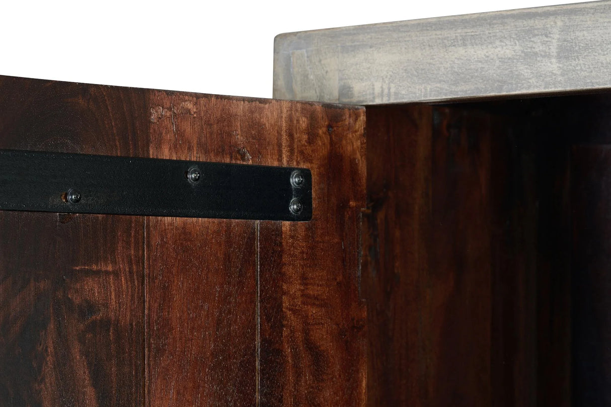 Giner and Colomer - 2-Door Mango Wood Cabinet With Iron Base (Shelves at 40 cm)