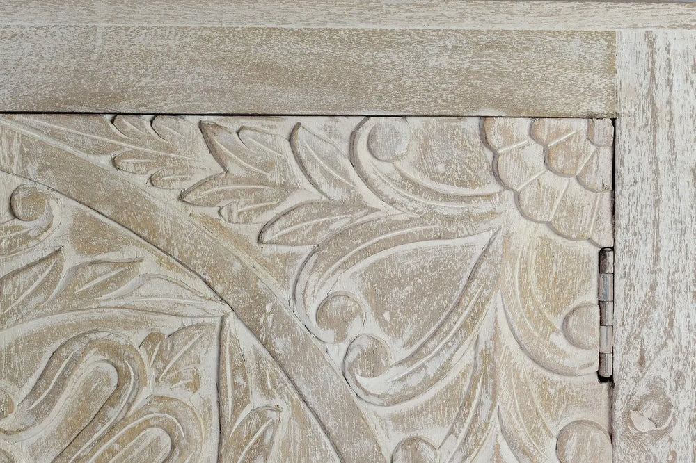 Giner and Colomer - 4-Door Mango Wood Sideboard With Hand-Carved Details