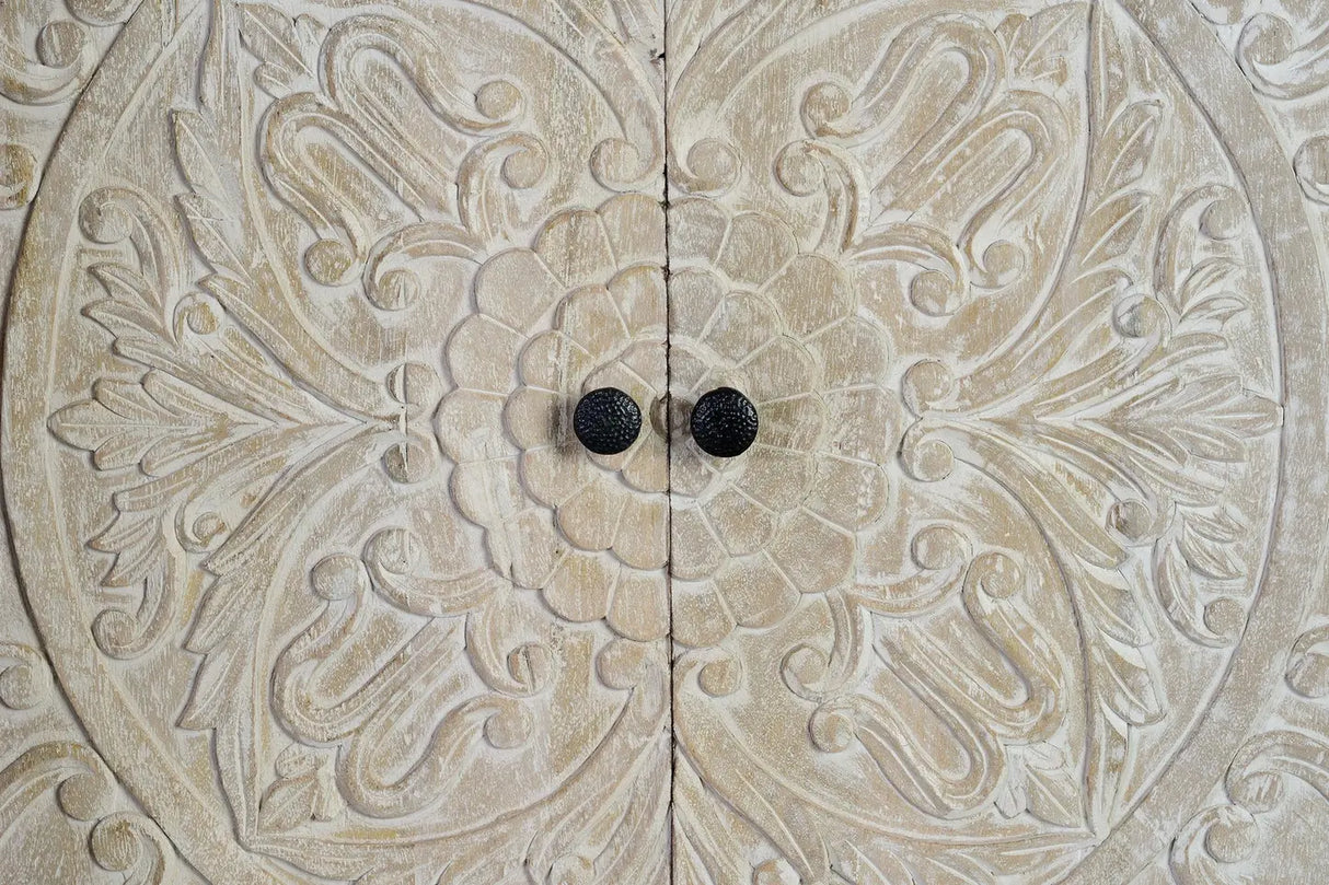 Giner and Colomer - 4-Door Mango Wood Sideboard With Hand-Carved Details