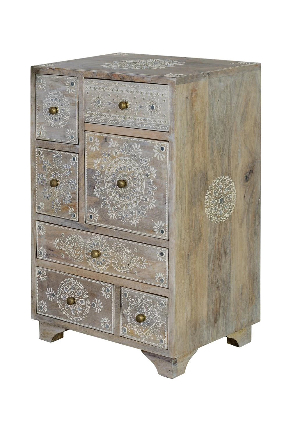 Giner and Colomer - 7-Drawer Mango Wood Telephone Unit With Hand-Painted Details