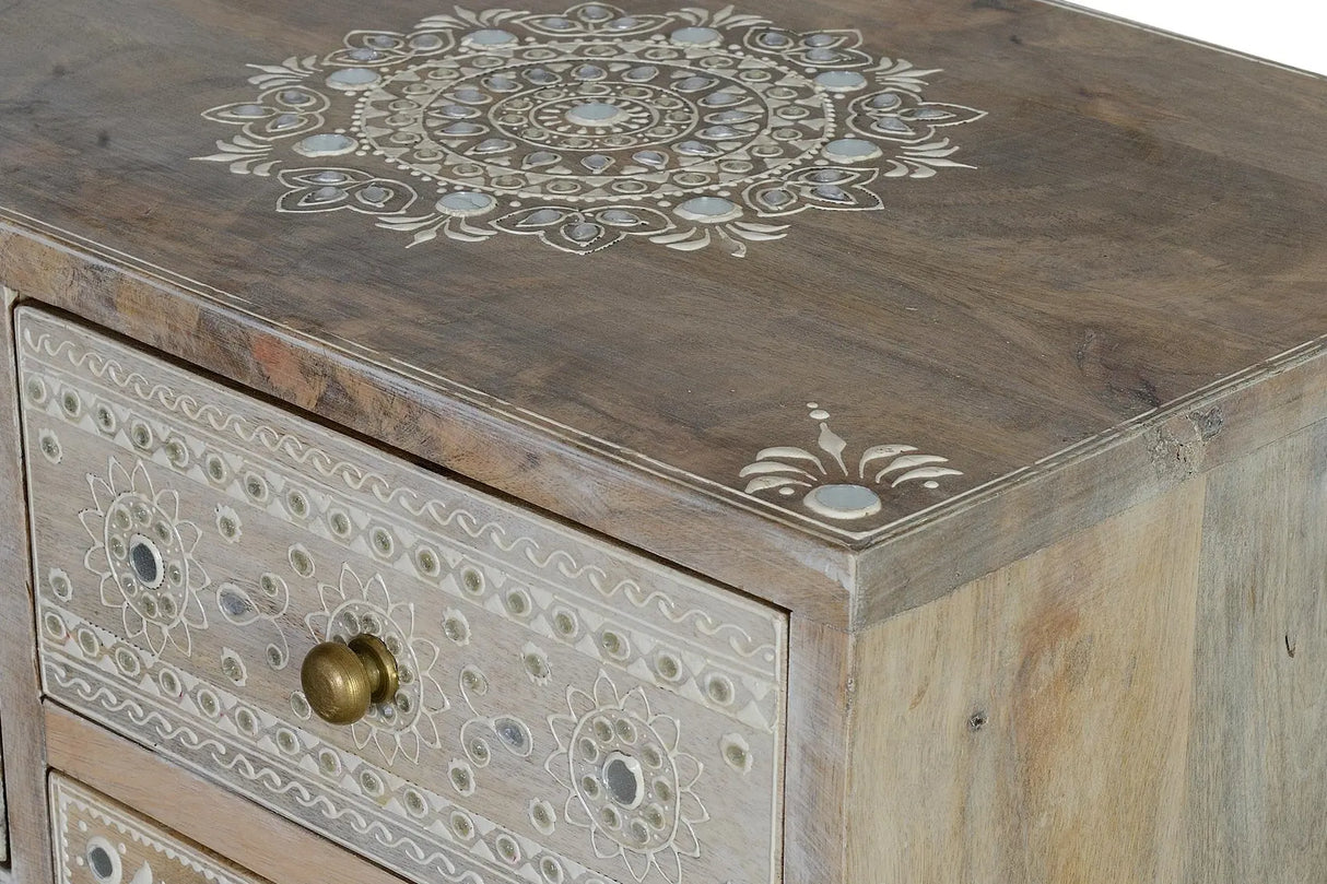 Giner and Colomer - 7-Drawer Mango Wood Telephone Unit With Hand-Painted Details