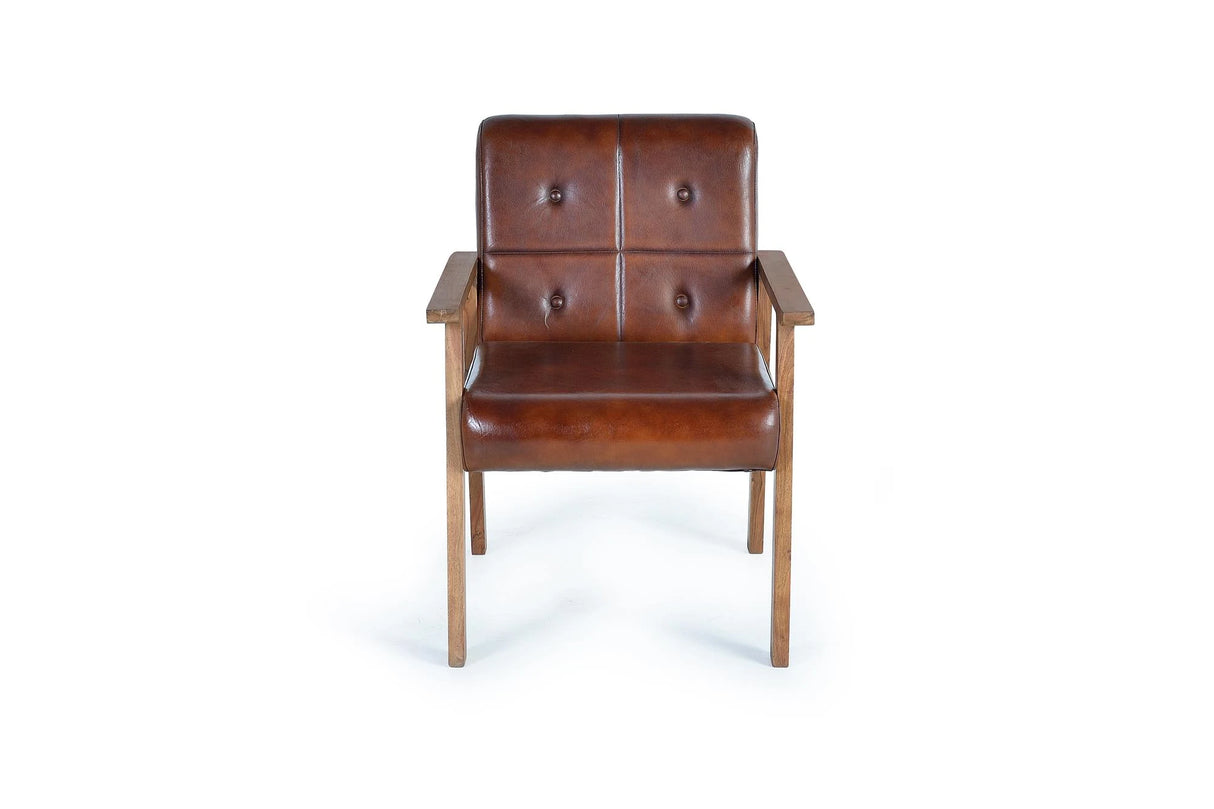 Giner and Colomer - Leather Armchair With Wooden Frame