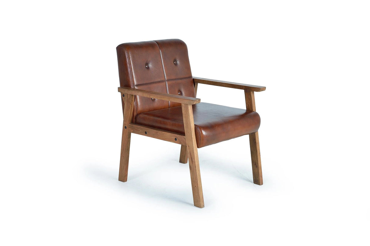 Giner and Colomer - Leather Armchair With Wooden Frame