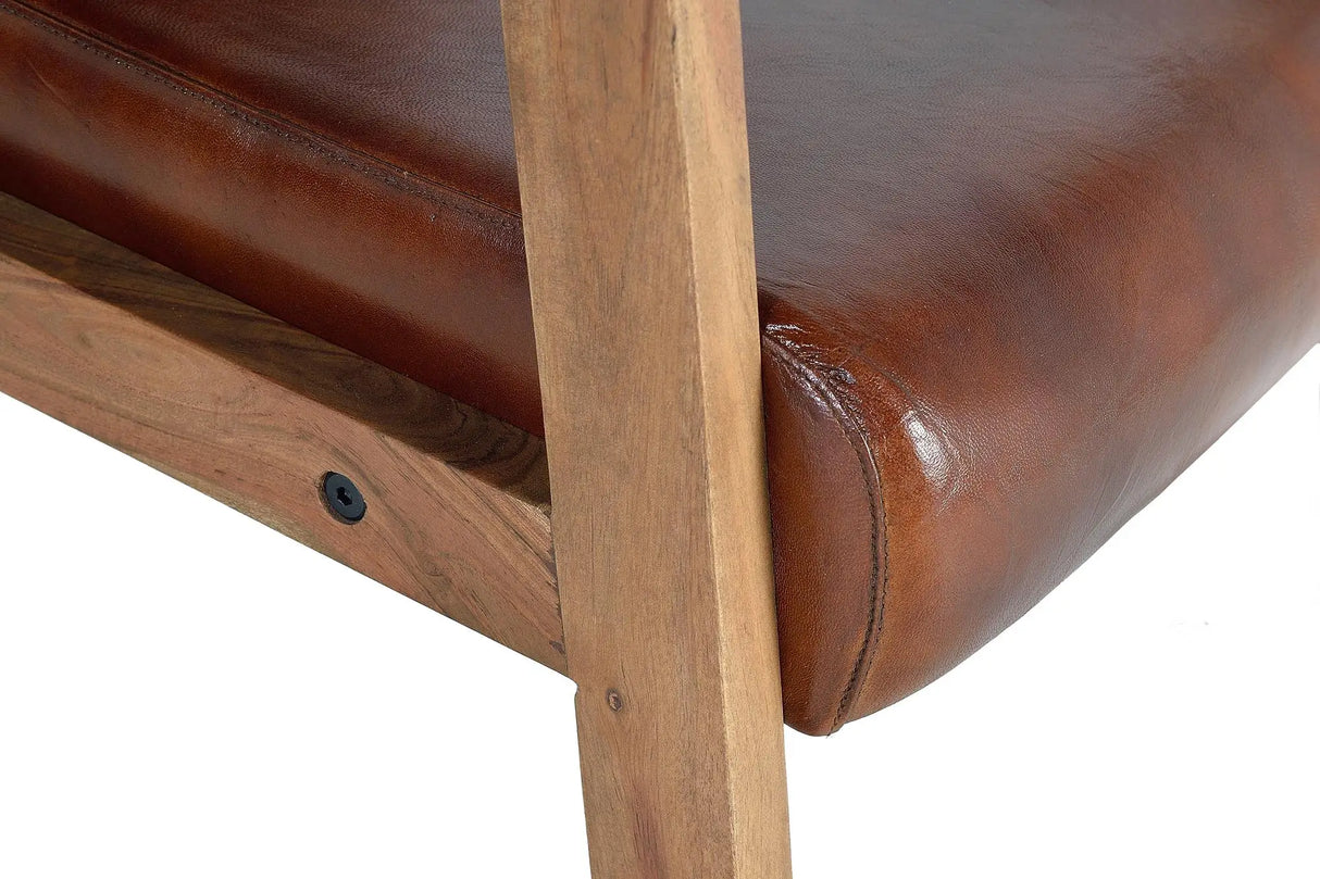 Giner and Colomer - Leather Armchair With Wooden Frame