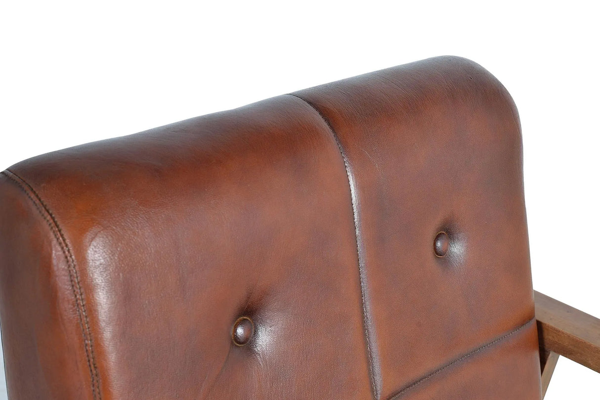 Giner and Colomer - Leather Armchair With Wooden Frame