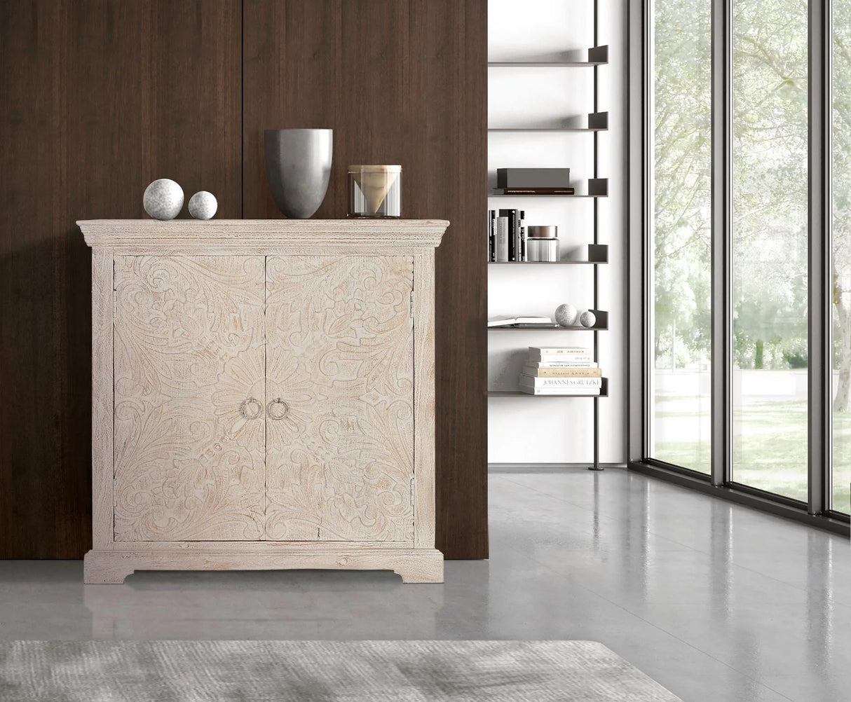 Giner and Colomer - 2-Door Chest Of Drawers In Mango Wood With Interior Shelf