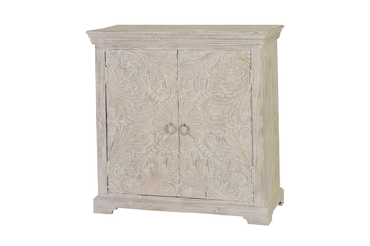 Giner and Colomer - 2-Door Chest Of Drawers In Mango Wood With Interior Shelf