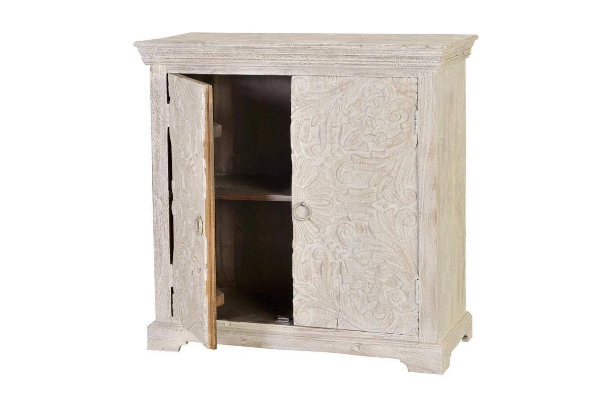 Giner and Colomer - 2-Door Chest Of Drawers In Mango Wood With Interior Shelf