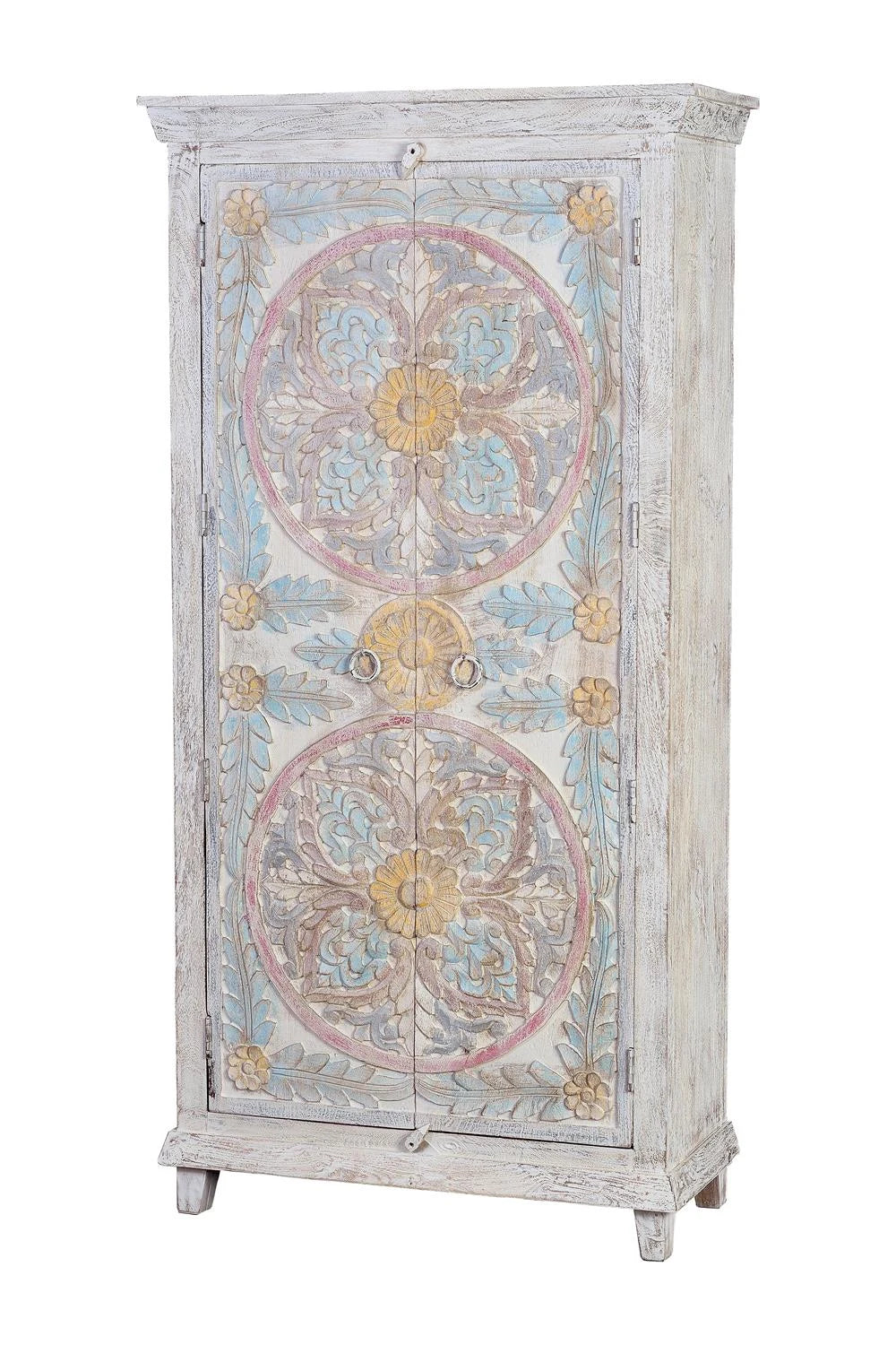 Giner and Colomer - 2-Door Mango Wood Cabinet With 3 Shelves (Crackled Finish)