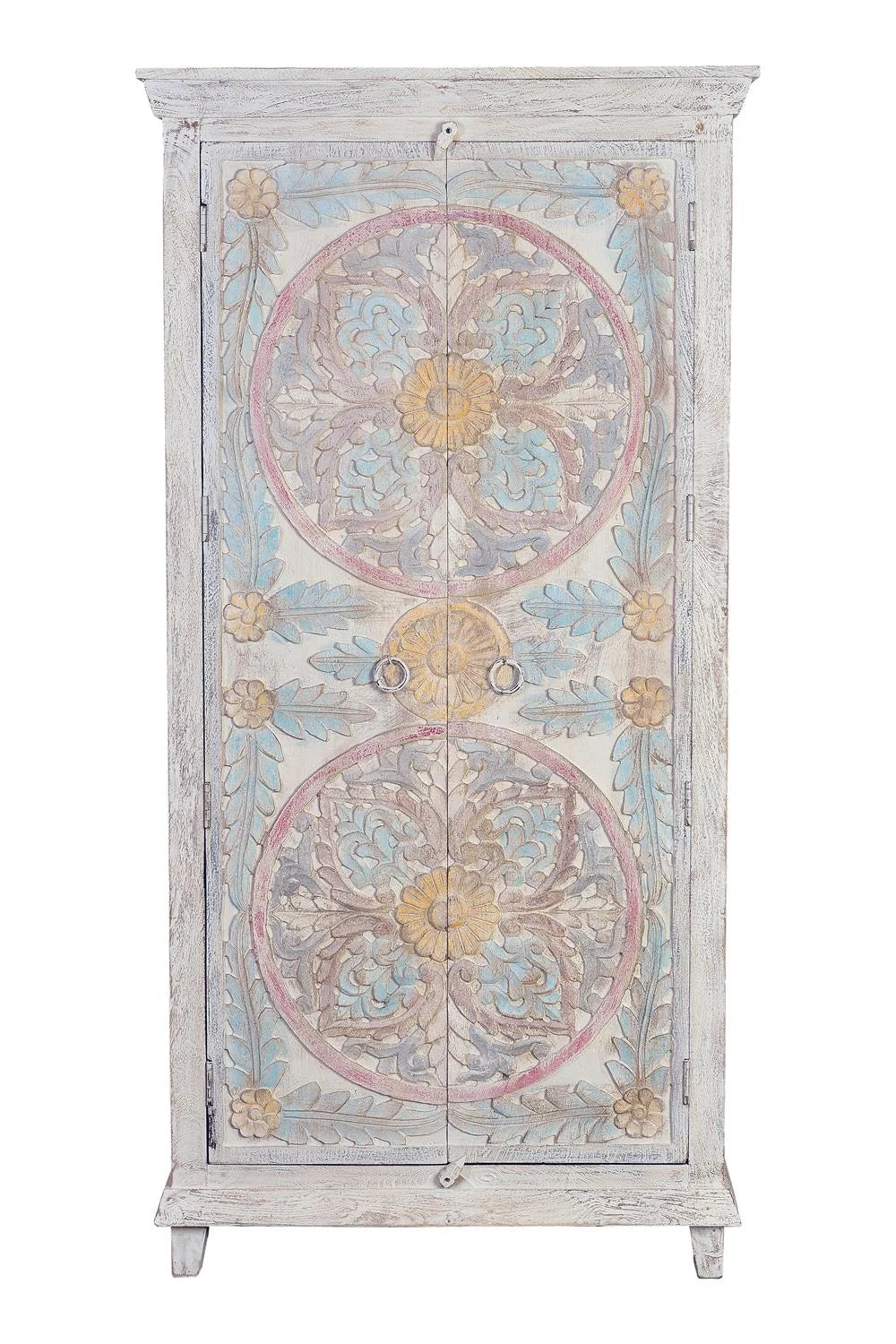 Giner and Colomer - 2-Door Mango Wood Cabinet With 3 Shelves (Crackled Finish)