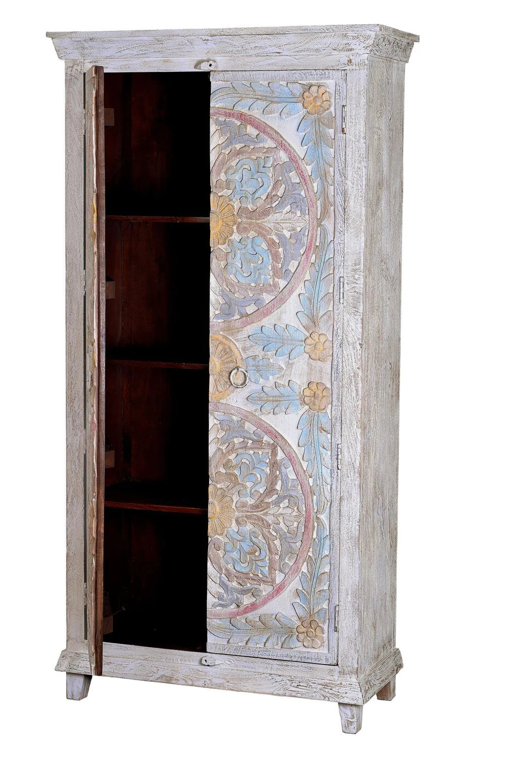 Giner and Colomer - 2-Door Mango Wood Cabinet With 3 Shelves (Crackled Finish)