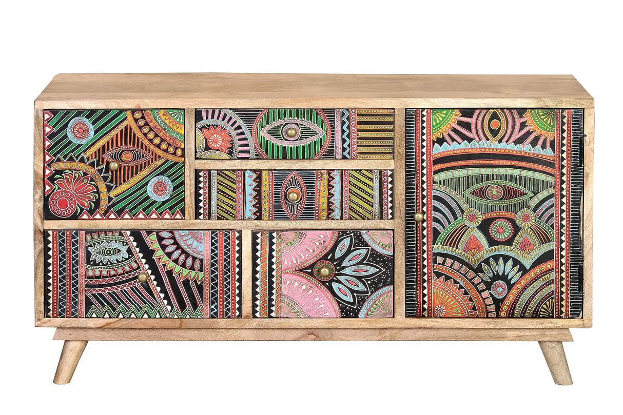 Giner and Colomer - Hand-Painted Mango Wood TV Stand (100 x 32 x 55)